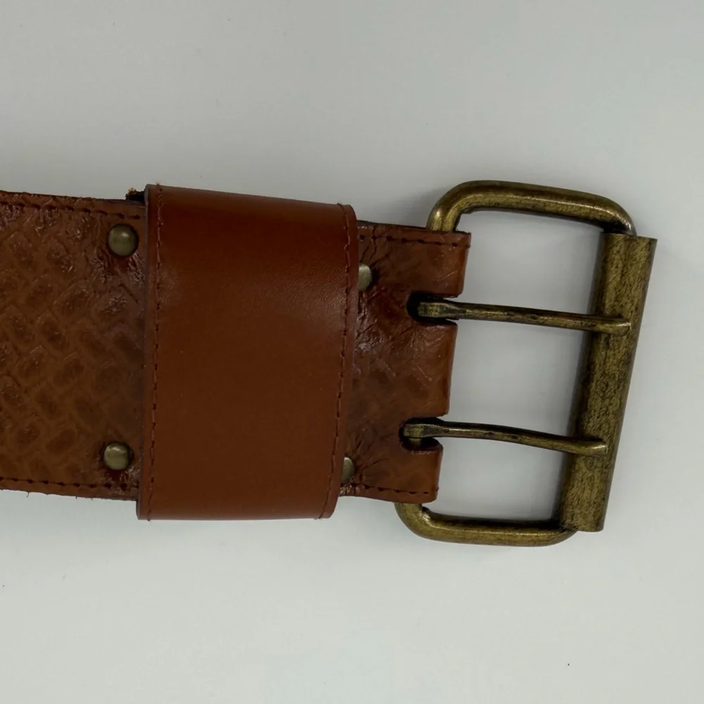 Vintage Robbie Nelson Brown Leather Belt, Made in USA, Women's Small